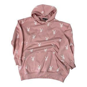 Playboy Missguided Oversized Hoodie Size 8 Pink Sweatshirt Womens L/XL Baggy